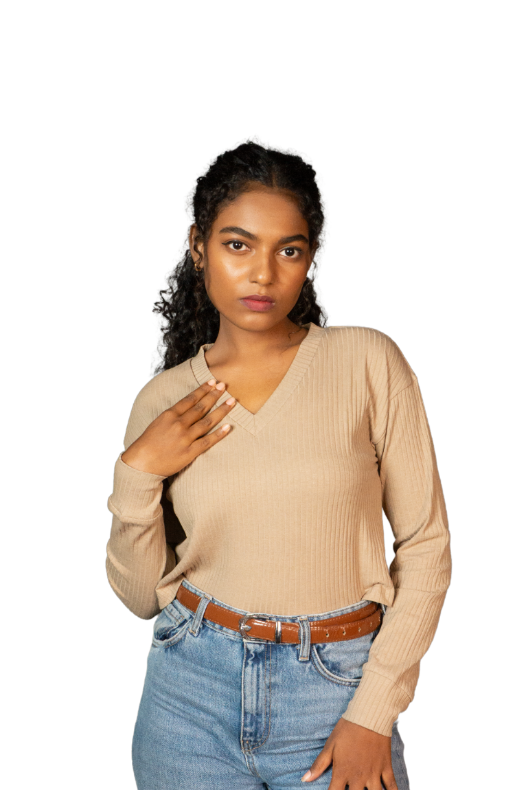 Cropped V-Neck Sweatshirt