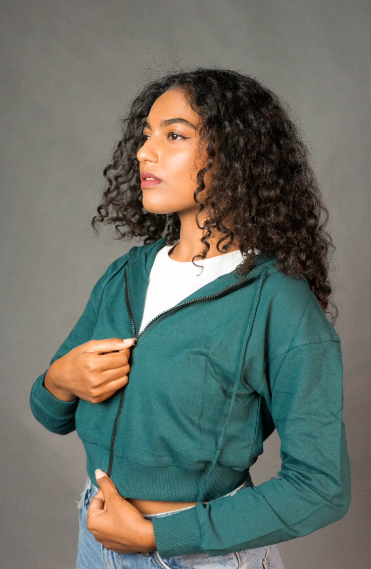 Cropped Zipper Hoodie For Women