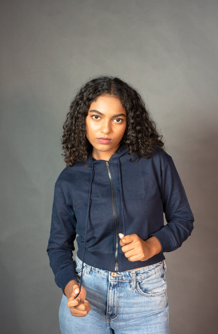 Cropped Zipper Hoodie For Women