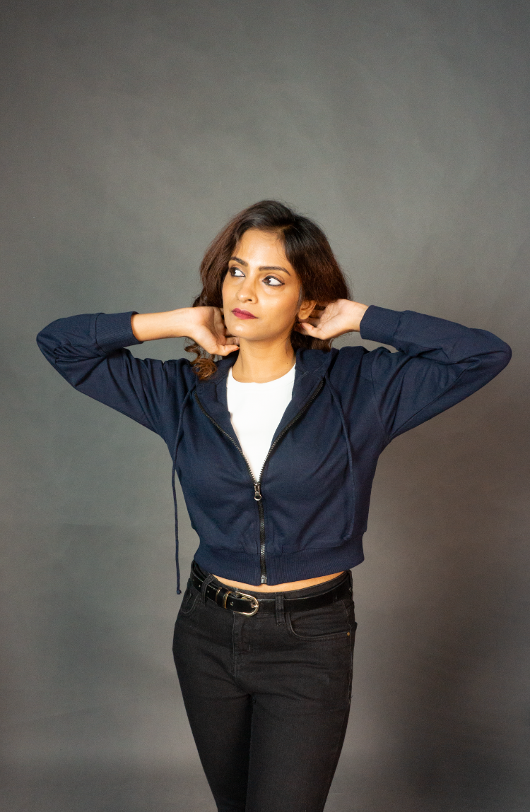 Cropped Zipper Hoodie For Women
