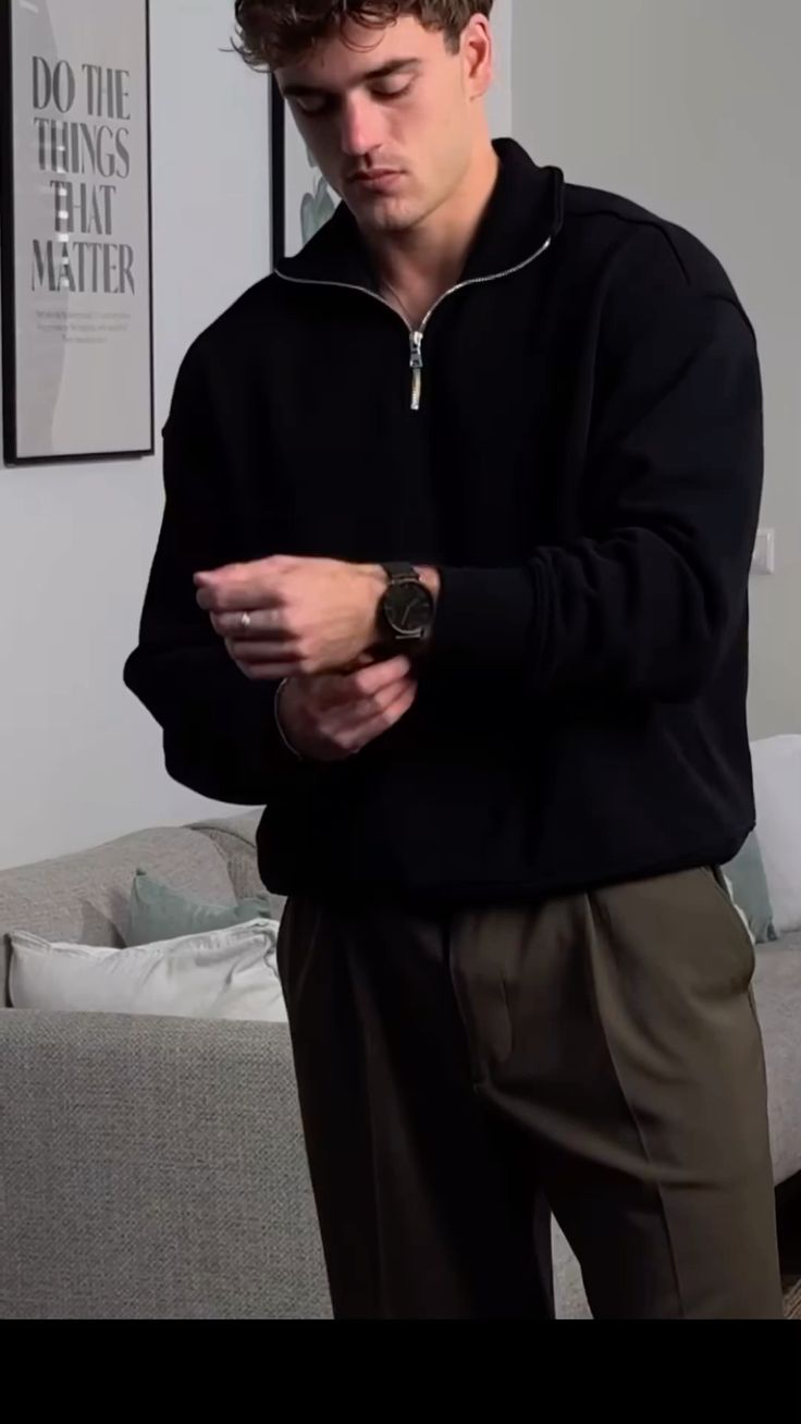 Black Old Money Polo with Zip