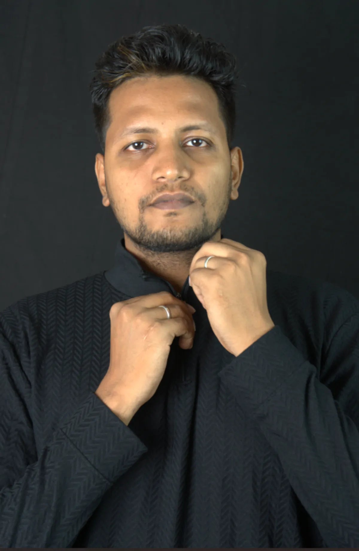 Black Old Money Polo with Zip - Full Sleeve